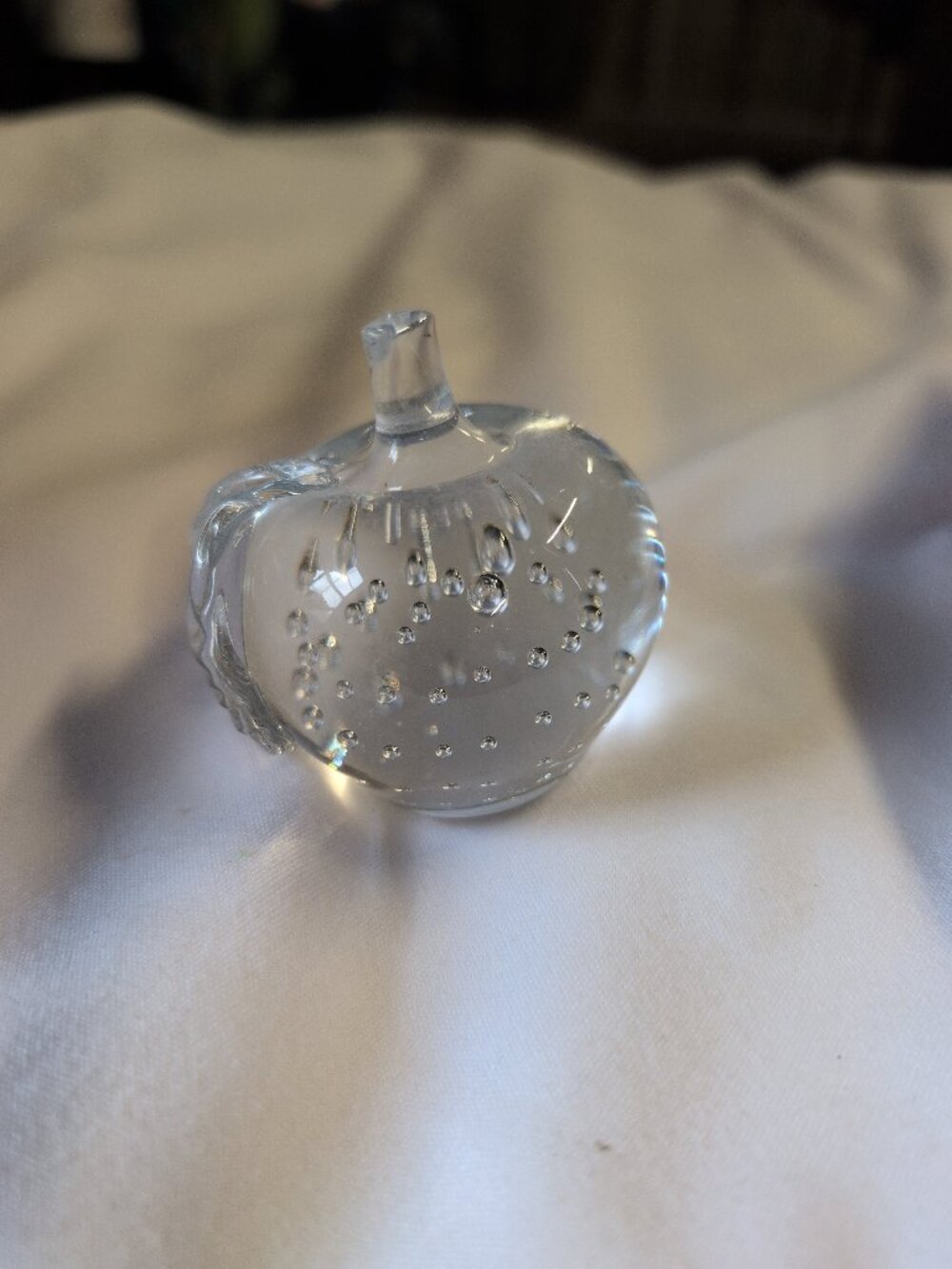Glass Apple Paperweight with Bubble Design - 25% Off When You Bundle 5+ Items!